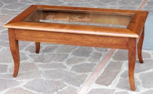 TT19 100 Tavolino Da Salotto Noce Massello Con Vetro 100x55 06